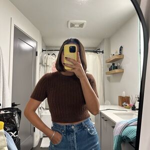 Zara fuzzy brown sweater